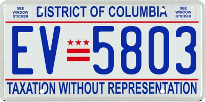 DC license plate EV5803