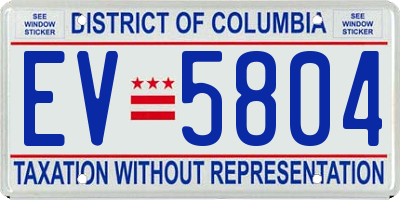 DC license plate EV5804