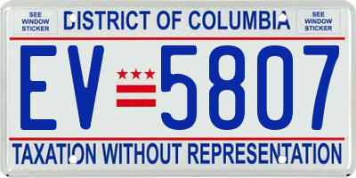 DC license plate EV5807