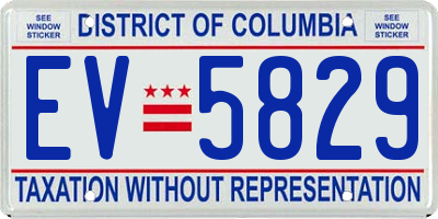 DC license plate EV5829