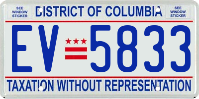 DC license plate EV5833