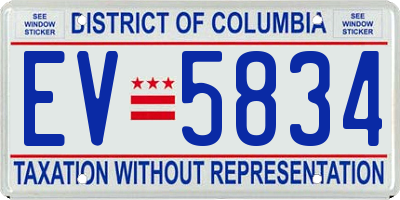 DC license plate EV5834
