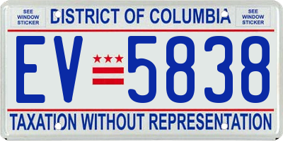 DC license plate EV5838
