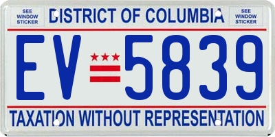 DC license plate EV5839