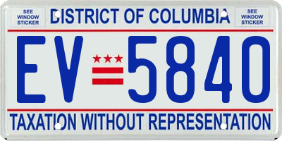 DC license plate EV5840