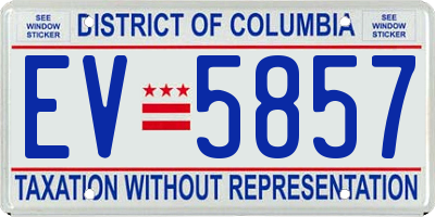 DC license plate EV5857