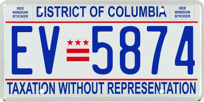 DC license plate EV5874