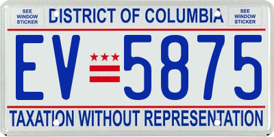 DC license plate EV5875