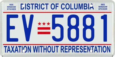 DC license plate EV5881
