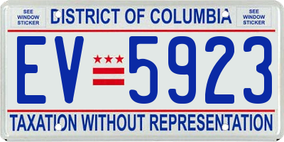 DC license plate EV5923