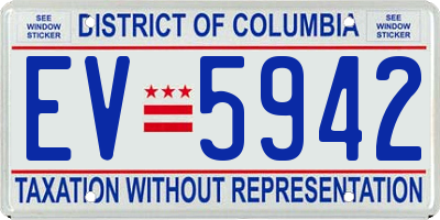 DC license plate EV5942