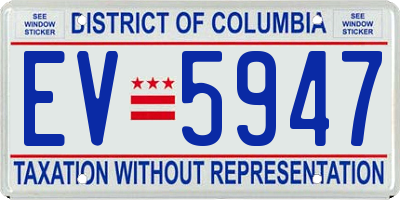 DC license plate EV5947