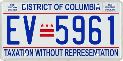 DC license plate EV5961