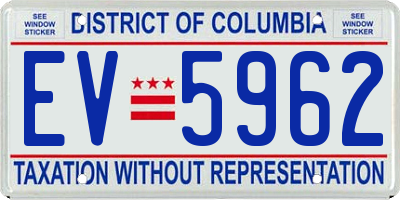 DC license plate EV5962