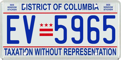 DC license plate EV5965