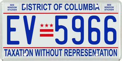DC license plate EV5966