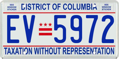 DC license plate EV5972