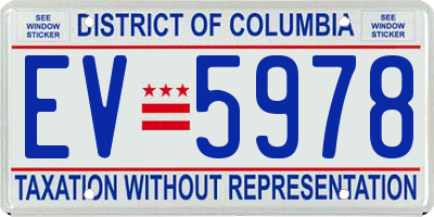 DC license plate EV5978
