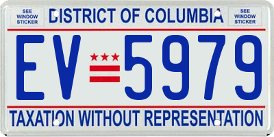 DC license plate EV5979