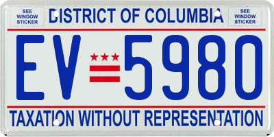 DC license plate EV5980