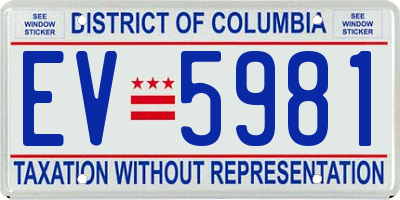 DC license plate EV5981