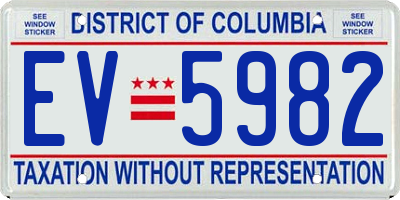 DC license plate EV5982