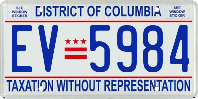 DC license plate EV5984