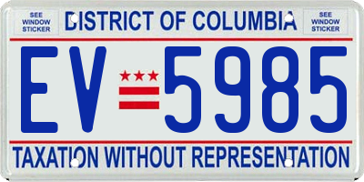 DC license plate EV5985