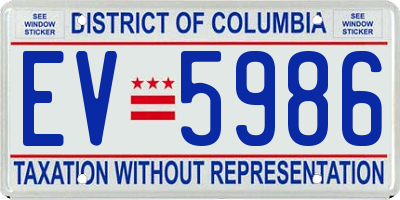 DC license plate EV5986