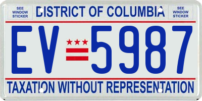 DC license plate EV5987