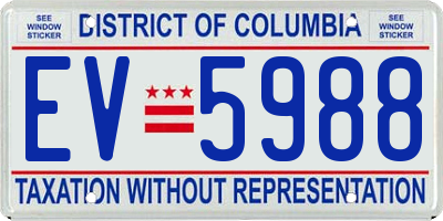 DC license plate EV5988