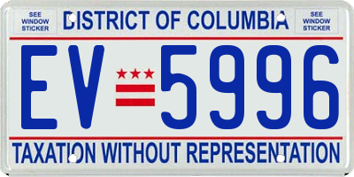 DC license plate EV5996