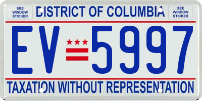 DC license plate EV5997