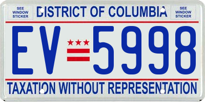 DC license plate EV5998