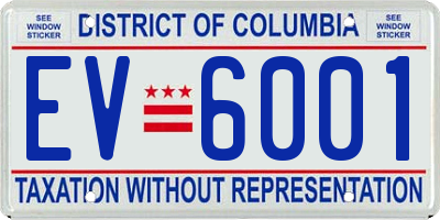 DC license plate EV6001