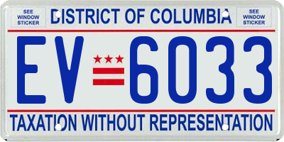 DC license plate EV6033