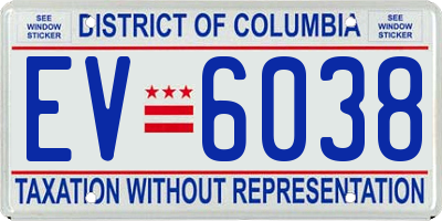 DC license plate EV6038