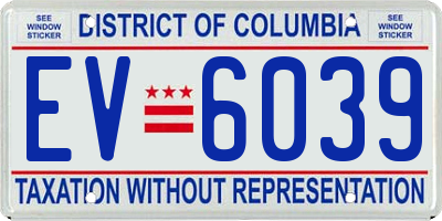 DC license plate EV6039
