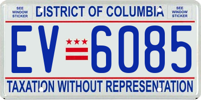 DC license plate EV6085