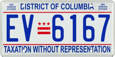 DC license plate EV6167