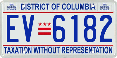 DC license plate EV6182