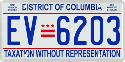 DC license plate EV6203