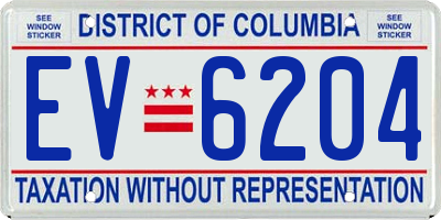 DC license plate EV6204