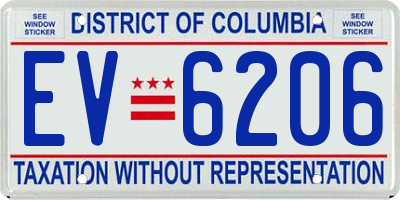 DC license plate EV6206