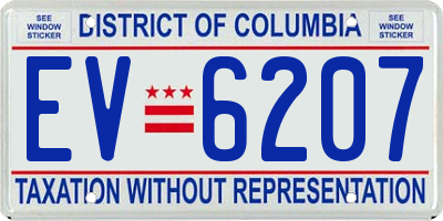 DC license plate EV6207