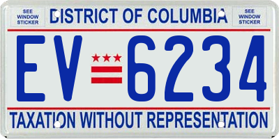 DC license plate EV6234