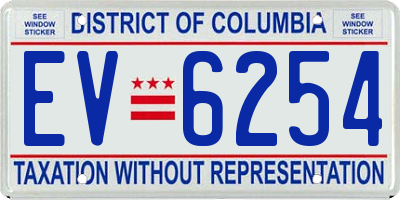 DC license plate EV6254