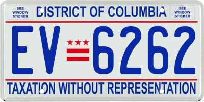 DC license plate EV6262