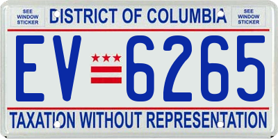 DC license plate EV6265