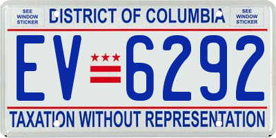 DC license plate EV6292